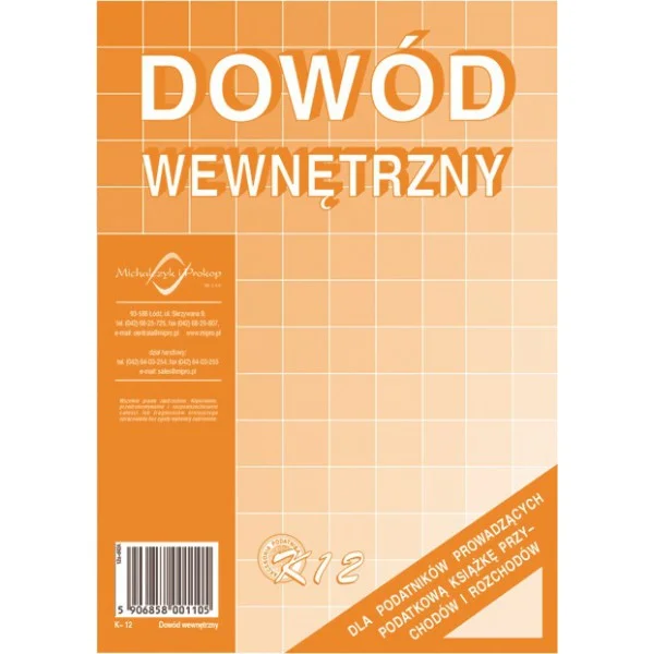 DRUK K12 DOWÓD WEWNĘTRZNY DLA PODATNIKÓW PKPIR