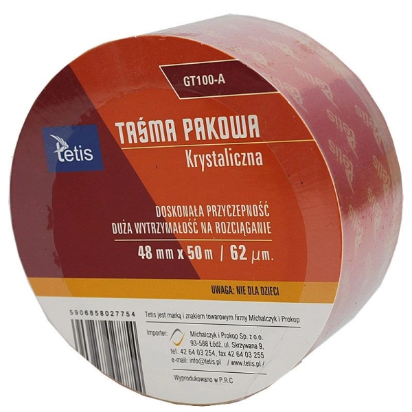 TAŚMA PAKOWA KRYSTALICZNA 48MM X 50M GT100-A TETIS