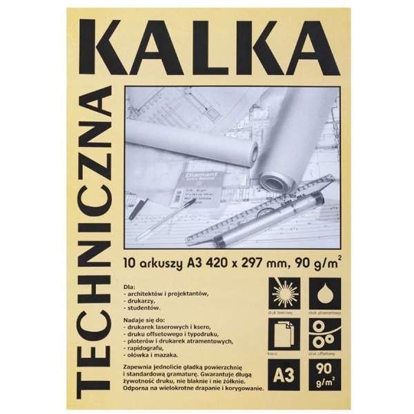 KALKA TECHNICZNA 90 G/M2 DIAMANT 10SZT SIHL KOH-I-NOOR