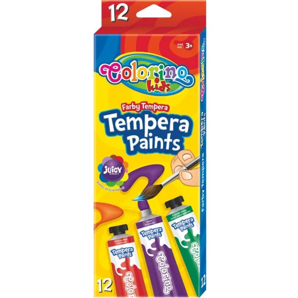 FARBY TEMPERA W TUBKACH 12 KOLORÓW 12ML COLORINO 5907690868420