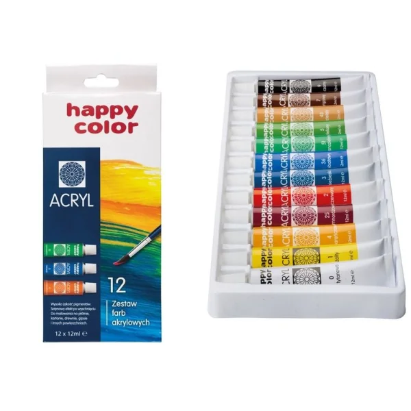 FARBY AKRYLOWE 12SZT 12ML HAPPY COLOR