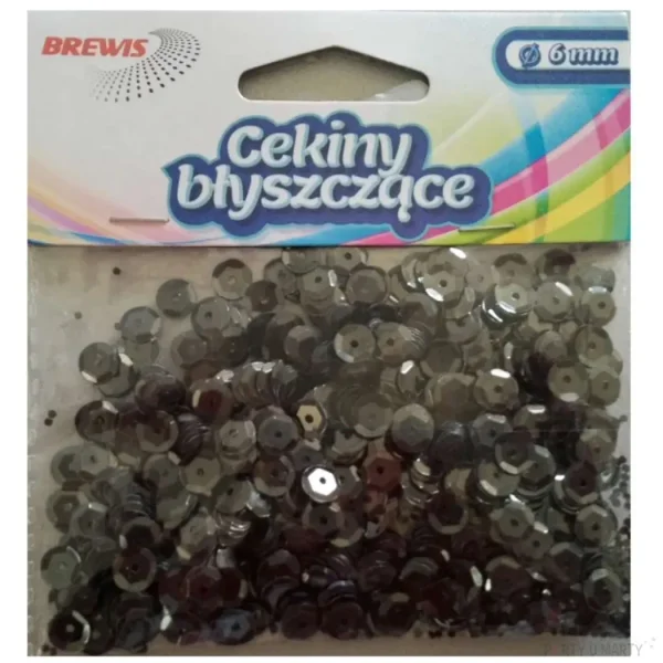 CEKINY BŁYSZCZĄCE 6MM 10G CZARNE B170 BREWIS