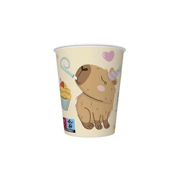 KUBECZKI PAPIEROWE DAISY POL-MAK 8SZT 250ML CUTE CAPYBARAS PARTY