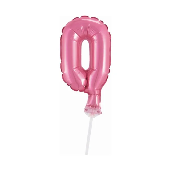 BALON FOLIOWY NA PATYCZKU 13CM GODAN CYFRA 0 RÓŻOWY