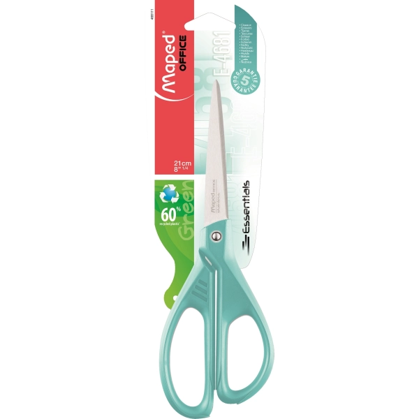 NOŻYCZKI EKOLOGICZNE 21 CM ESSENTIALS GREEN PASTEL MAPED