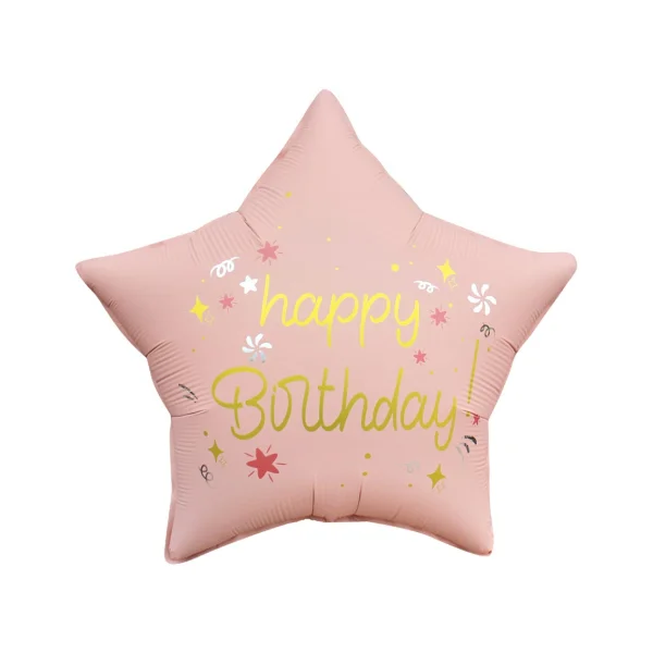 BALON FOLIOWY HAPPY BIRTHDAY GWIAZDA MATOWA J. RÓŻOWA 18" GODAN