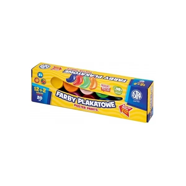 FARBY PLAKATOWE 12+2 KOL 20ML ASTRA STANDARD BOX