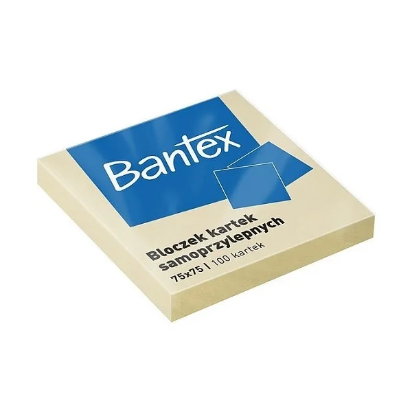 BLOCZEK KARTECZEK SAMOPRZYLEPNCH MEMO NOTES 75X75 100SZT ŻÓŁTE BANTEX 5905833005008