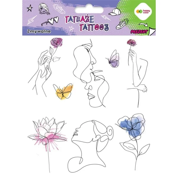 TATUAŻE ZMYWALNE LINEART+AQUARELLA HAPPY COLOR