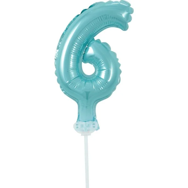 BALON FOLIOWY NA PATYCZKU 13CM GODAN CYFRA 6 NIEBIESKI