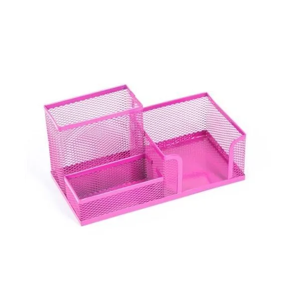 PRZYBORNIK NA BIURKO SIATKA 205X103X98MM RÓŻOWY