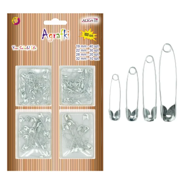 AGRAFKI SREBRNE 100 SZT MIX AGR-3103 ALIGA