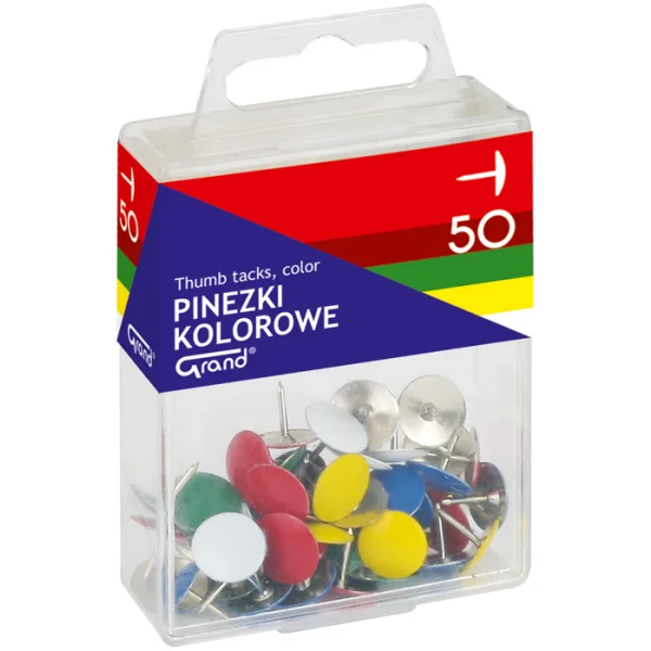 PINEZKI KOLOROWE METALOWE 50 SZT GRAND