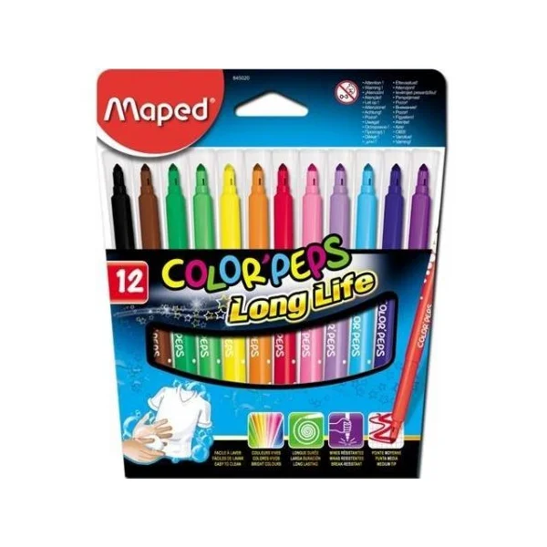 FLAMASTRY COLOR'PEPS LONG LIFE 12 KOL. MAPED