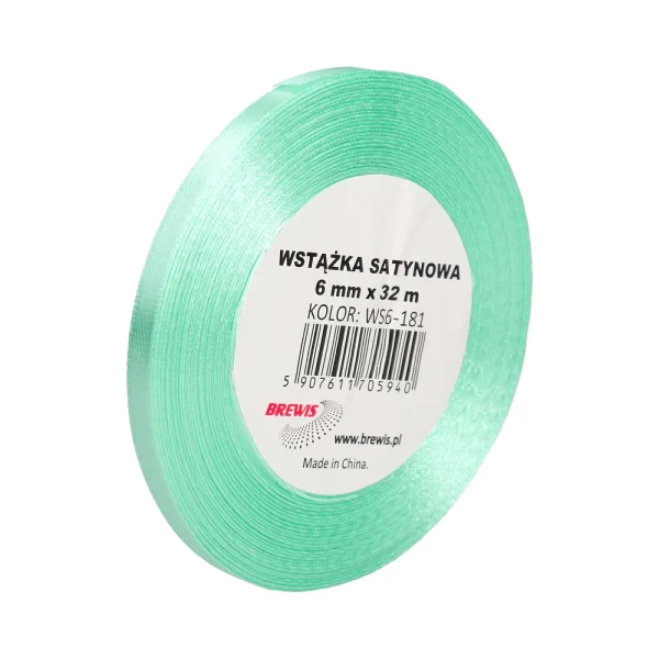 WSTĄŻKA SATYNOWA 6MM X 32M WS6-181 BREWIS MIĘTOWY