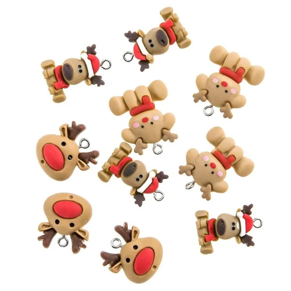 ZAWIESZKI POLIMEROWE 3D 10 SZT JOLLY REINDEERS GRKO-155 DP CRAFT