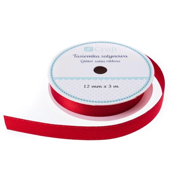 TASIEMKA SATYNOWA Z BROKATEM CZERWONA 3M DPTA-103 DP CRAFT HIT!!!