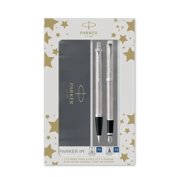 KOMPLET PIÓRO WIECZNE + DŁUGOPIS IM SREBRNY CT PARKER 2183058