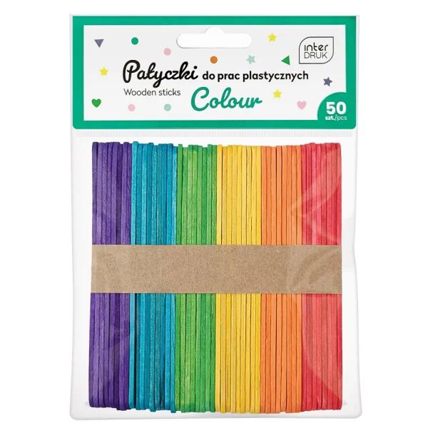 KOLOROWE PATYCZKI DO PRAC PLASTYCZNYCH 113x10 50SZT INTERDRUK