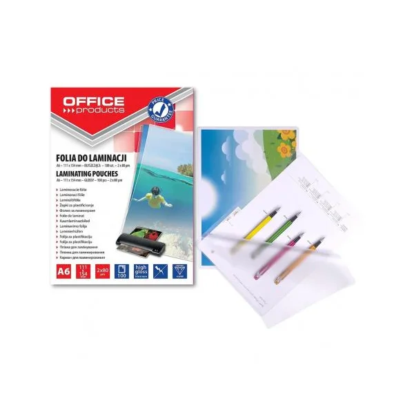 FOLIA DO LAMINOWANIA A6 2X80MIC 100SZT OFFICE PRODUCTS