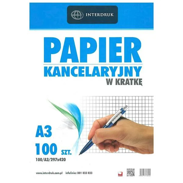 PAPIER KANCELARYJNY W KRATKĘ A3 100 SZT INTERDRUK
