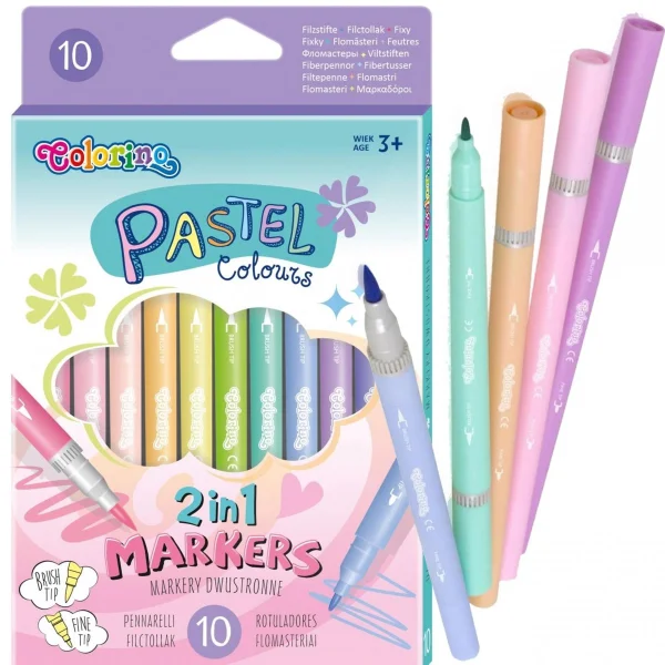 FLAMASTRY DWUSTRONNE 10KOL PASTEL COLORINO