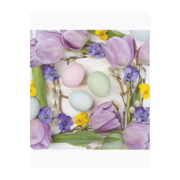 SERWETKI DAISY POL-MAK 33X33 WIELKANOC FLOWERS FRAME WITH PASTEL EGGS