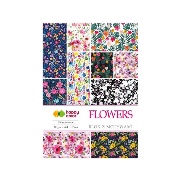 BLOK Z MOTYWAMI A4 80G HAPPY COLOR FLOWERS 5905130039959