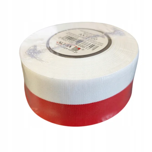 WSTĄŻKA DWUKOLOROWA BIAŁO-CZERWONA 38MM 20M ALIGA