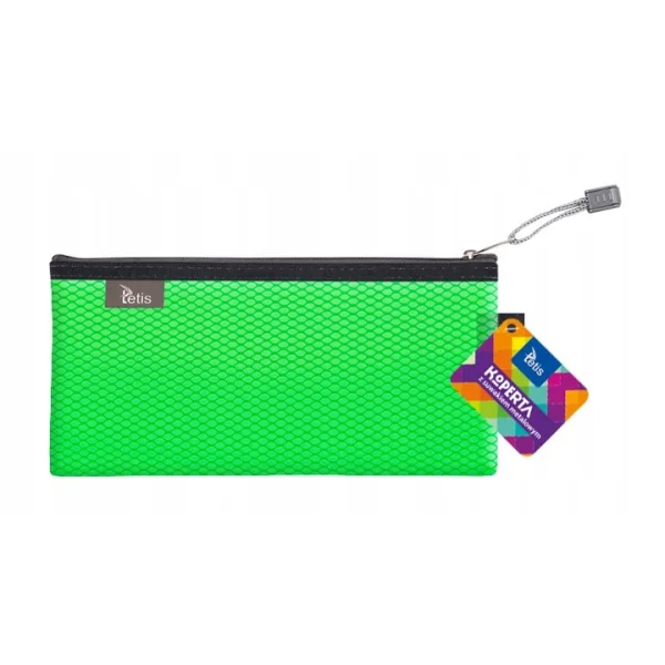 KOPERTA Z SUWAKIEM METALOWYM DL 24X12CM ZIELONA TETIS