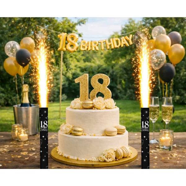FONTANNA NA TORT PARTY 18 URODZINY 12CM 1SZT CZARNE GODAN