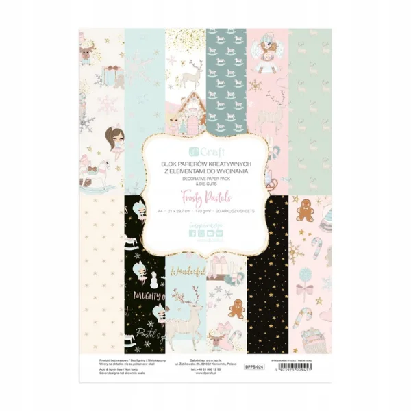BLOK PAPIERÓW KREATYWNYCH Z ELEMENTAMI DO WYCINANIA FROSTY PASTELS DPPS-024 DP CARFT