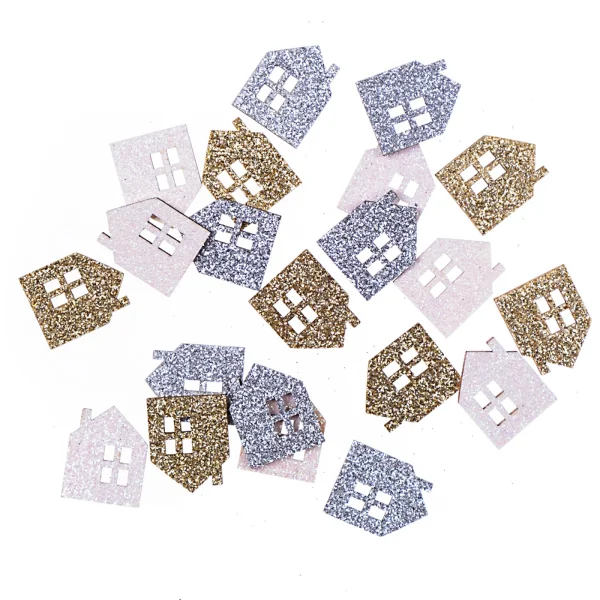 DREWNIANE DOMKI BROKATOWE 1,7 X 2,2 CM 21 SZT DPDN-147 DP CRAFT