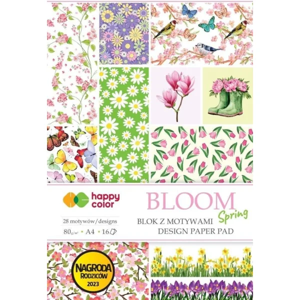 BLOK Z MOTYWAMI A4 BLOOM SPRING 80G HAPPY COLOR