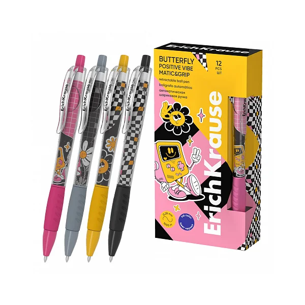 DŁUGOPIS BUTTERFLTY MATIC&GRIP POSITIVE VIBE 0,7MM NIEBIESKI ERICH KRAUSE