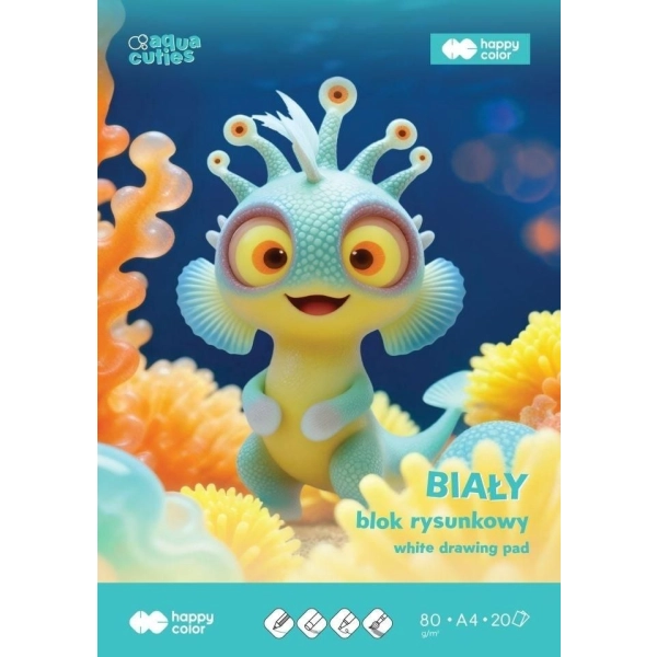 BLOK RYSUNKOWY BIAŁY 80G AQUA CUTIES HAPPY COLOR