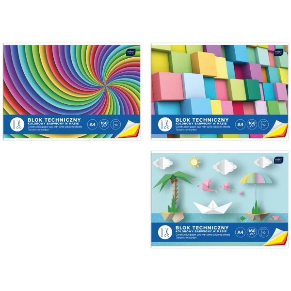 BLOK TECHNICZNY KOLOROWY A4 10 INTERDRUK