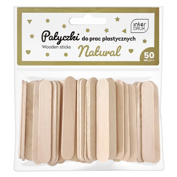 NATURALNE PATYCZKI DO PRAC PLASTYCZNYCH 65x10 50SZT INTERDRUK