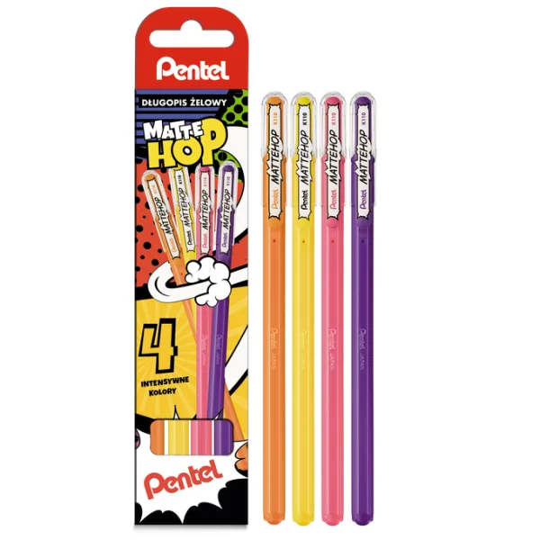 DŁUGOPISY ŻELOWE 4 SZT 1.0 MM MATTEHOP FGPV PENTEL