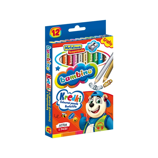 KREDKI OŁÓWKOWE JUMBO 12 TEMPERÓWKA BAMBINO